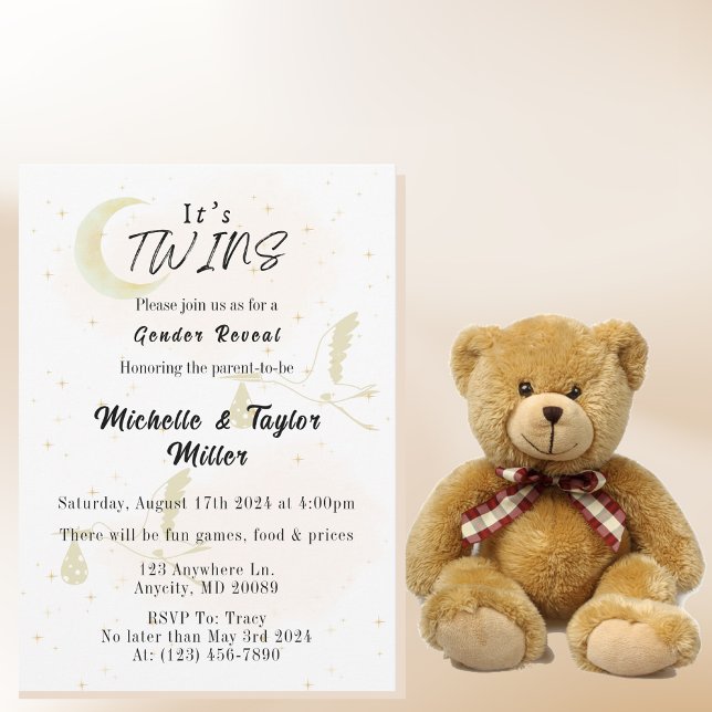 Det är könsbestämning för tvillingar inbjudningar (Skapare uppladdad)