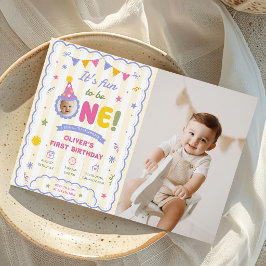 Det är kul att vara en fotoboy 1-års fotofödselags inbjudningar