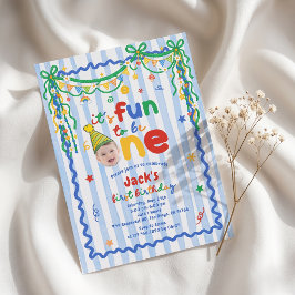Det är kul att vara en pojke 1-års födelsedagsinbj inbjudningar