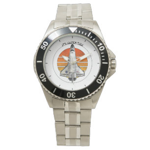 Det är "Launch Time Space Shuttle Discovery Sunris Armbandsur