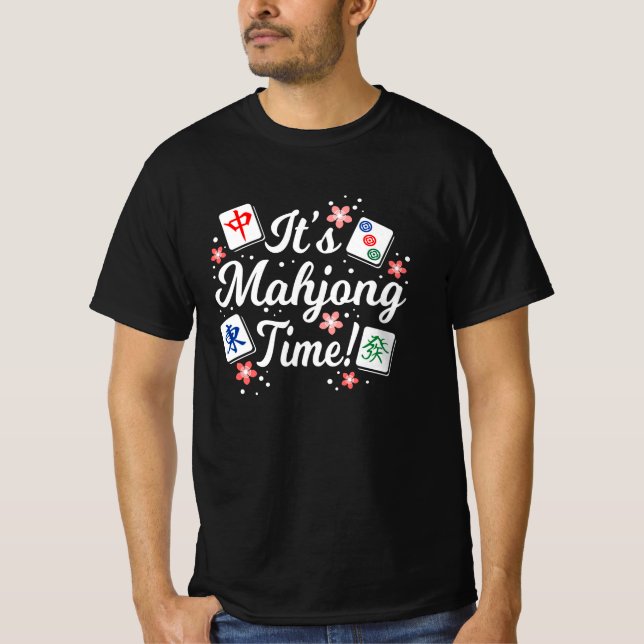Det är Mahjong Time för alla Mahjong Queens & PLay T Shirt (Framsida)