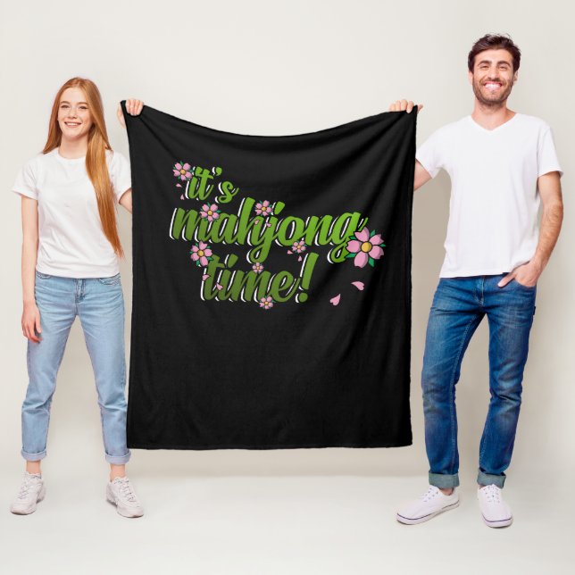 Det är Mahjong Time Game Mahjong Player Games Fleecefilt (På plats)