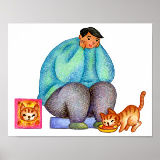 Det är måltid för min älskade katt. poster