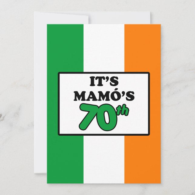Det är Mamos 70:e födelsedag Irish Flagga Inbjudan (Framsida)