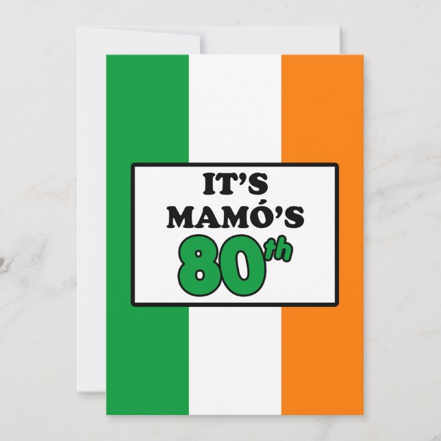Det är Mamos 80:e födelsedag Irish Flagga Inbjudan (Framsida)