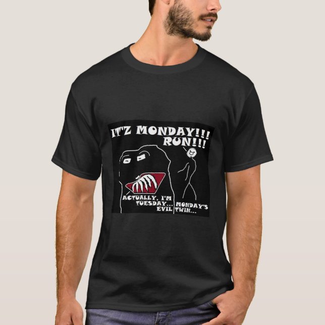 Det är måndag och hans ondskefulla twin tisdag Spr T Shirt (Framsida)