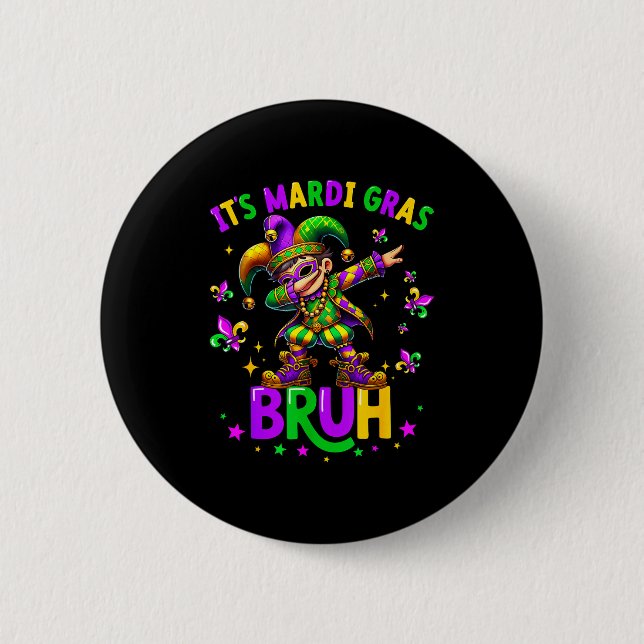 Det är Mardi Gras Bruh Dabba Leprechaun Jester Ny Knapp (Framsida)