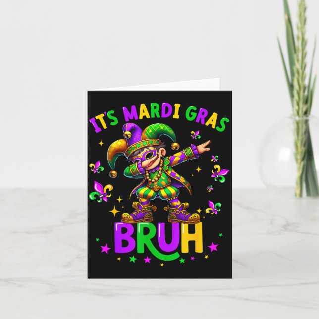 Det är Mardi Gras Bruh Dabbing Leprechaun Jester N Kort (Framsida)