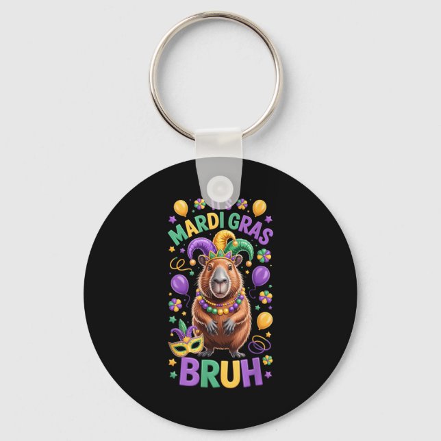 Det är mardi gras bruh meme capybara mardi gras  nyckelring (Framsida)