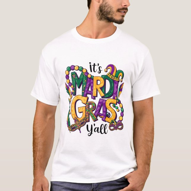 Det är Mardi Gras Colorful Bead Design T Shirt (Framsida)
