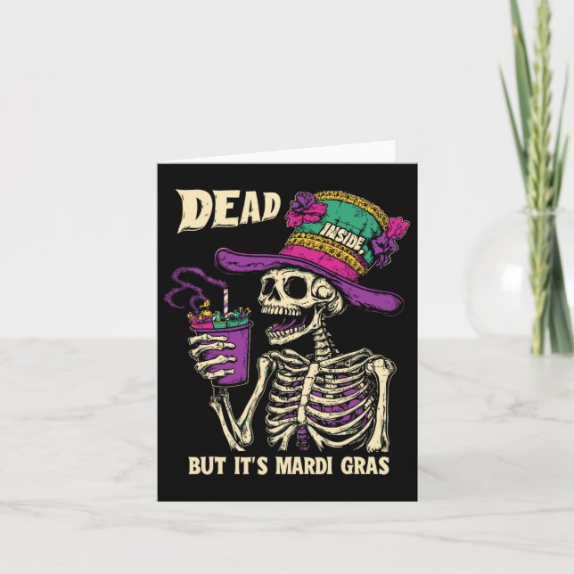 Det är Mardi Gras Funny Skeleton Cof Kort (Framsida)