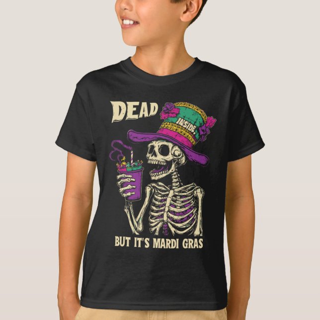 Det är Mardi Gras Funny Skeleton Cof T Shirt (Framsida)