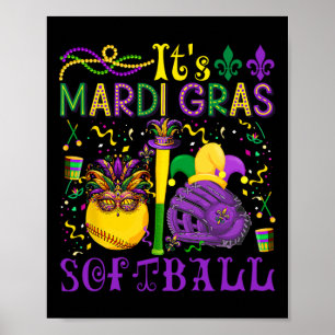 Det är Mardi Gras Softll Player Team Costume Mask Poster