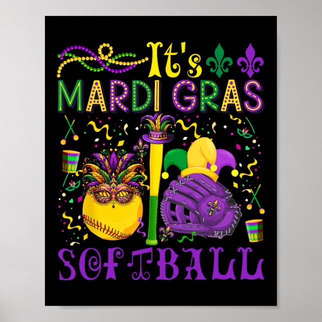Det är Mardi Gras Softll Player Team Costume Mask Poster (Framsidan)