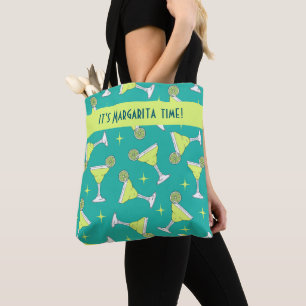 Det är Margarita Time Retro Cocktail mönstrad blå Tygkasse