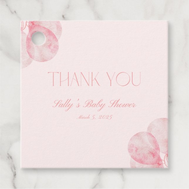 Det är Märkre för Rosa Balloons Baby Shower Gåvor Etiketter (Framsida)