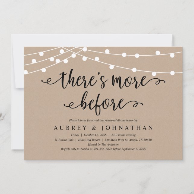 Det är mer förut, Rustic Kraft Rehearsal Dinner Inbjudningar (Framsida)