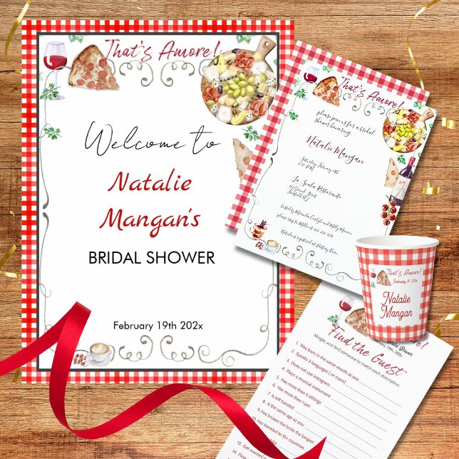 Det är mer Möhippa 1 Inbjudningar (Fun Italian style Bridal Shower)