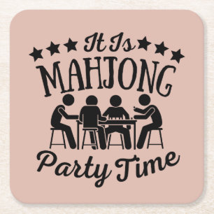 Det är Mhjong party tid Funny mahjong Underlägg Papper Kvadrat