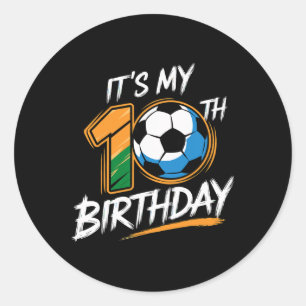 Det är min 10-års födelsedagsfest Fotboll 10 år ga Runt Klistermärke