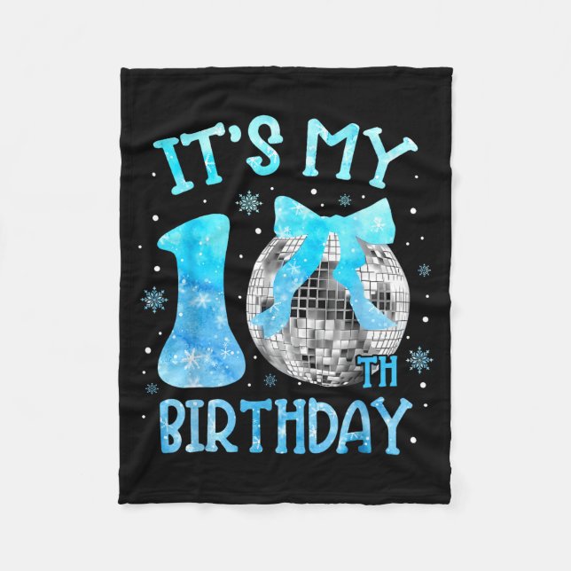 Det är min 10-årsdag Coquette Bow Disco 10 år gamm Fleecefilt (Framsidan)