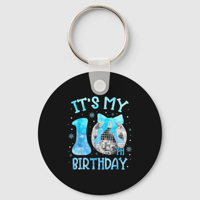 Det är min 10-årsdag Coquette Bow Disco 10 år gamm Nyckelring (Framsida)