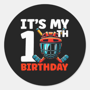 Det är min 10-årsdag Hockeyspelare 10 år gammal K Runt Klistermärke