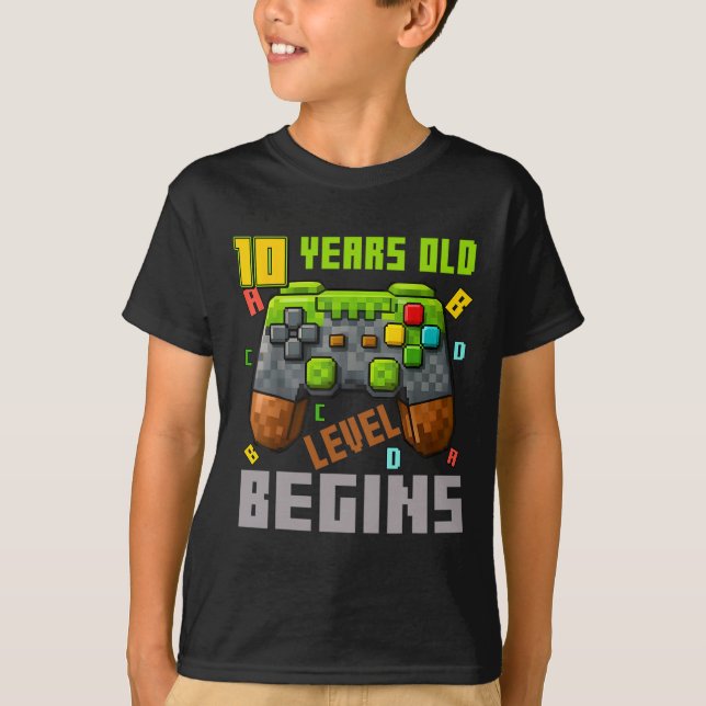 Det är min 10-årsdag Pixel Gaming Controller 10 år T Shirt (Framsida)