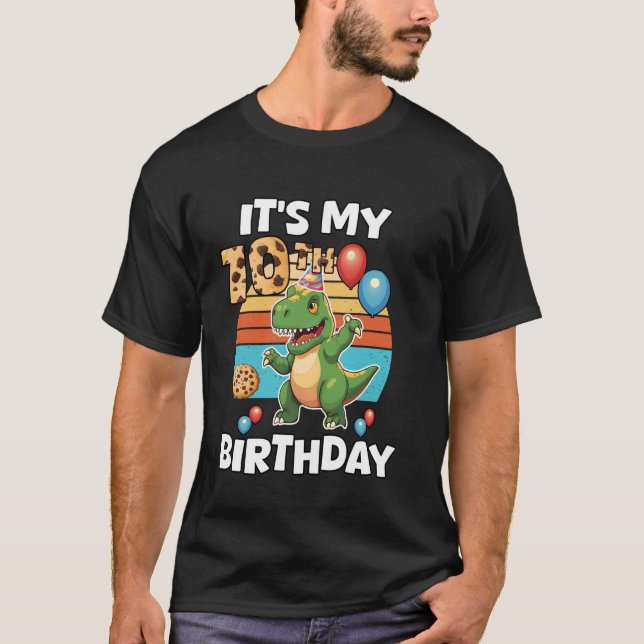 Det är min 10-årsdag Söt T-Rex Dinosaurie Tionde F T Shirt (Framsida)