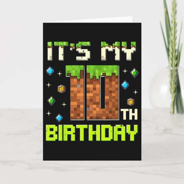 Det är min 10:e födelsedagsspelare Pixel Num Kort (Framsida)