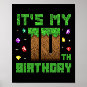Det är min 10:e födelsedagsspelare Pixel Num Poster