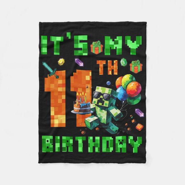 Det är min 11-årsdag Pixel Number Video Game Game Fleecefilt (Framsidan)