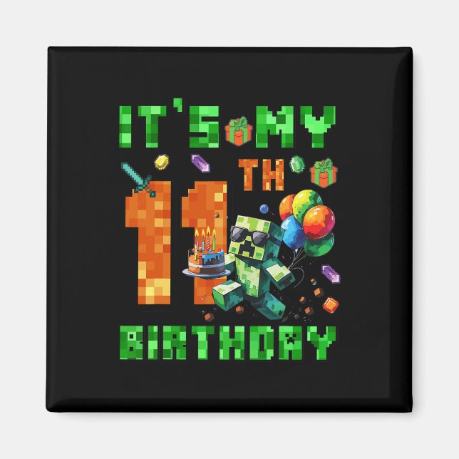 Det är min 11-årsdag Pixel Number Videospel Spel Magnet (Framsidan)