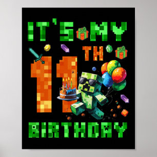 Det är min 11-årsdag Pixel Number Videospel Spel Poster