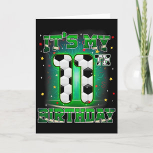 Det är min 11-årsdag Pojke Fotboll 11 år gammal fe Kort