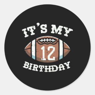 Det är min 12-årsdag Amerikansk fotboll 12-åring Runt Klistermärke
