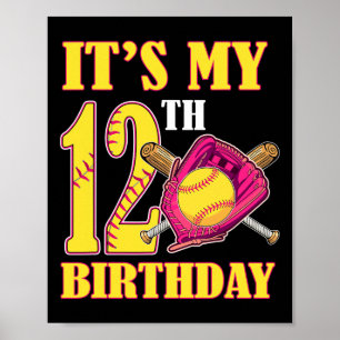 Det är min 12-årsdag flicka Softll tema 12 år gamm Poster