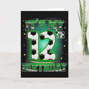 Det är min 12-årsdag Pojke Fotboll 12 år gammal fe Kort