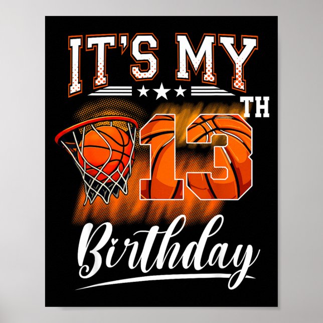 Det är min 13-årsdag Basket tema 13 år gammal Poster (Framsidan)
