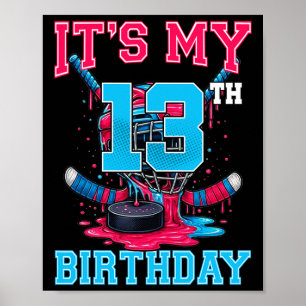 Det är min 13-årsdag Hockey 13-årig Glass Poster