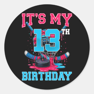 Det är min 13-årsdag Hockey 13-åring Glass Runt Klistermärke
