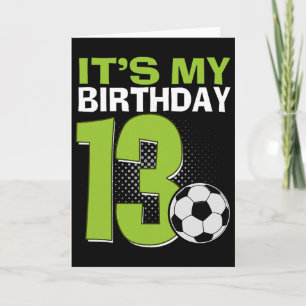 Det är min 13-årsdag pojk fotboll 13 år gammal kort