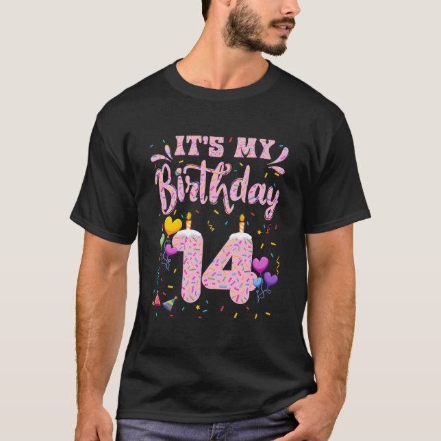 Det är min 14:e mördeg快乐 14 t shirt (Framsida)