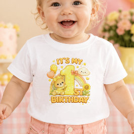 Det är min 1-årsdag Baby T-Shirt | Gul tema