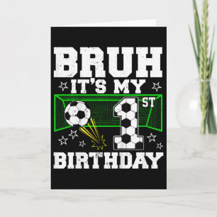 Det är min 1-årsdag pojke fotboll 1 år gammal  kort