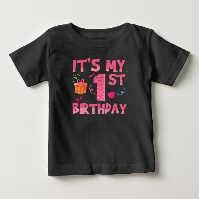 Det är min 1-årsdag Söt Rosa T Shirt (Framsida)