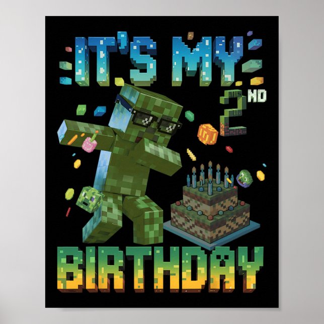 Det är min 2-årspresent Pixel Gamer Pojkar 2 år  Poster (Framsidan)
