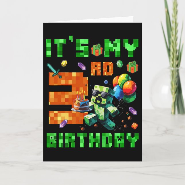 Det är min 3-års födelsedag Pixel Nummer TV-spel G Kort (Framsida)