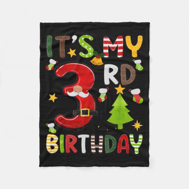 Det är min 3-årsdag Pojkar 3 år gamla barn jul Fleecefilt (Framsidan)