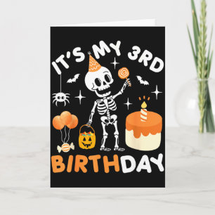 Det är min 3-årsdag - rolig Halloween-skelett 3:e  Kort